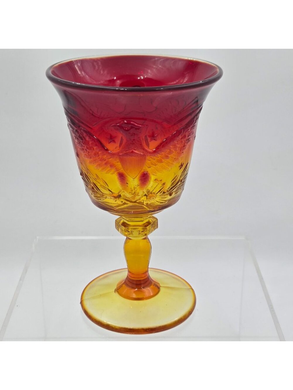 L. E. Smith Glass Amberina American Eagle Goblet 6½″ Wine Glass Mid-Century - Picture 1 of 7